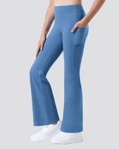 Girls Flare Leggings with 2 Pockets High Waisted