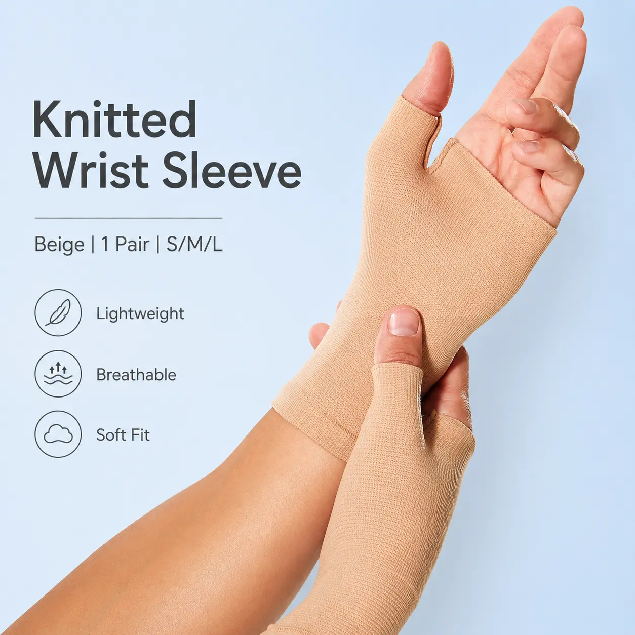 Unisex Stretch Knit Wrist Sleeve Gloves with Thumb Hole, Lightweight Breathable Palm Cover Fitness Gear for Work & Daily Wear
