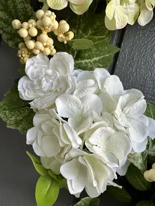 22" Spring Cream Hydrangea Wreath for Front Door Spring Hydrangea White Peony Wreath for Summer Wedding