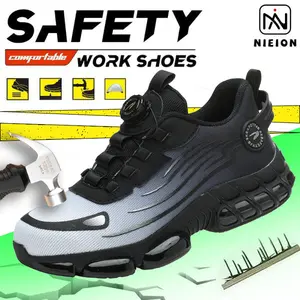 Men's Work Sneakers To Gift Breathable Mesh Steel Toe Anti-Slip Durable