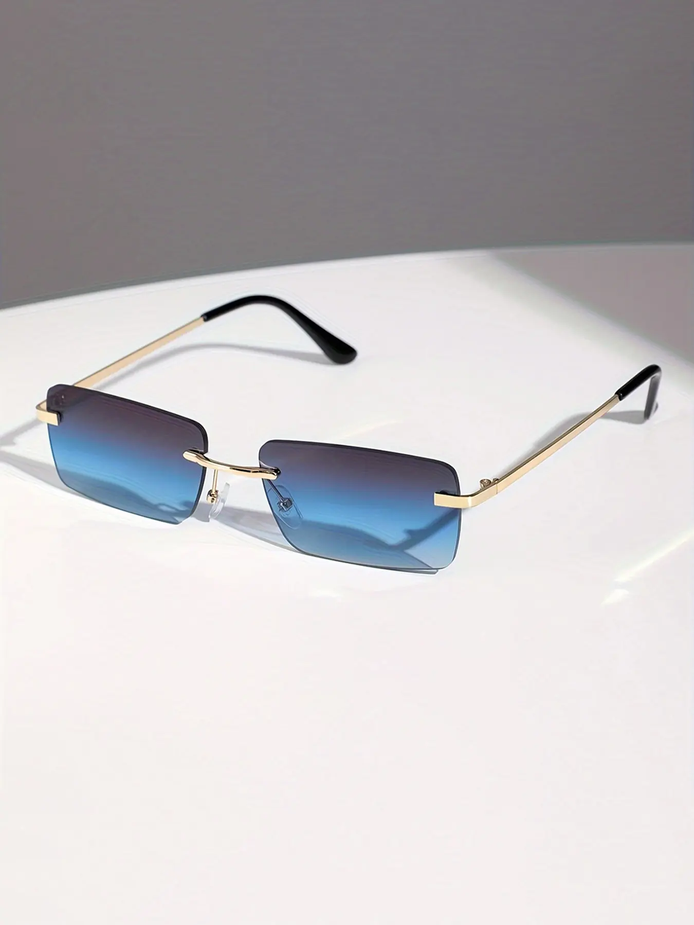 Men's Metal Rectangular Frameless Vintage Elegant Luxury Casual Small Artistic Versatile Trendy Fashion Decorative Casual Stylish Glasses Fashion Sunglasses