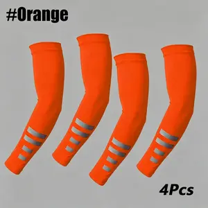 Unisex 2-Pack Cycling Arm Sleeves - Breathable, Quick-Drying, Reflective Striped Compression Arm Protectors for Cycling, Golf