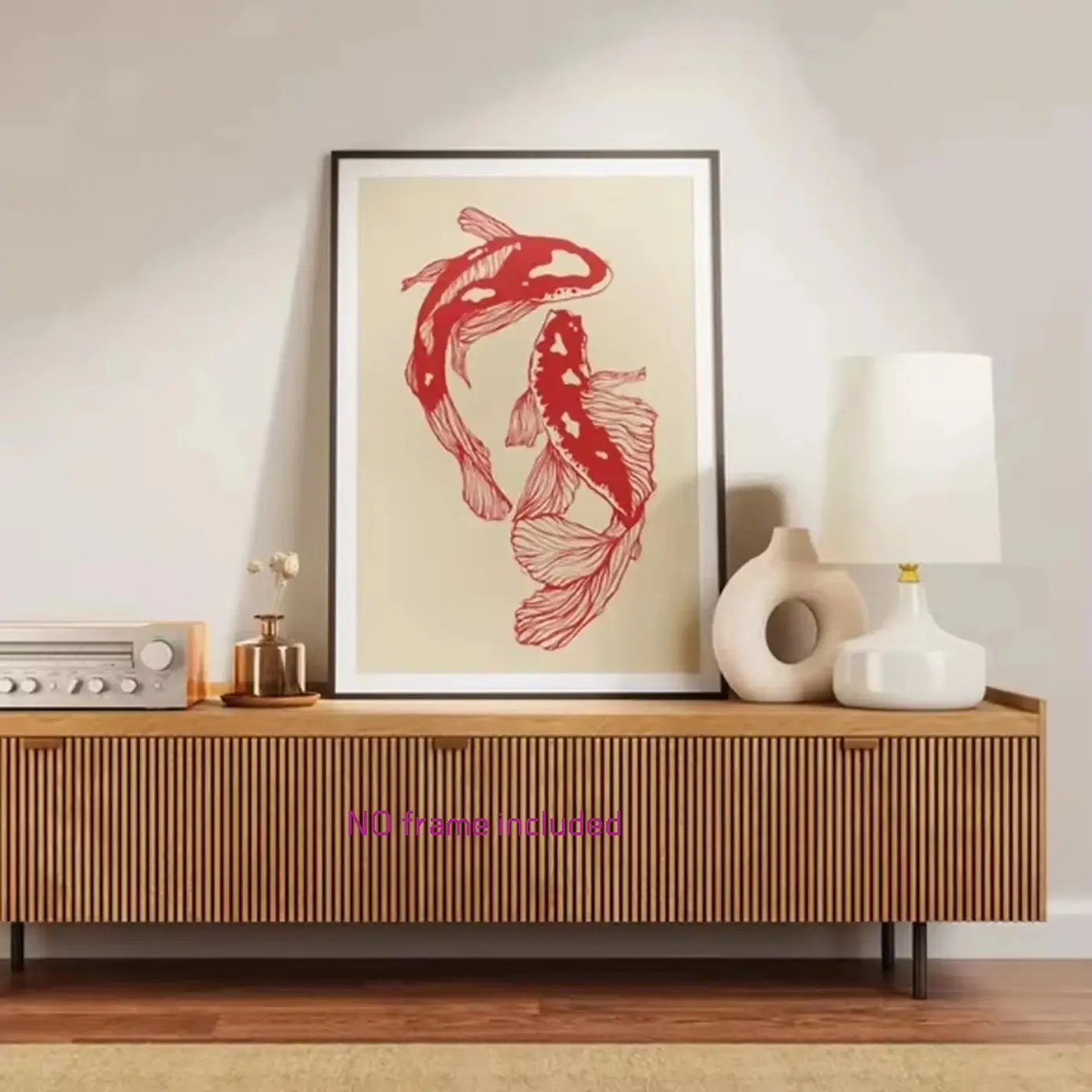 1 wall decoration poster, wall art, vintage red koi poster, canvas painting, Canvas Art And Prints For Walls, frameless, suitable for home, living room, bedroom, office decoration