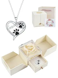 Paw Heart Eternal · Loyal CompanionOriginal luxury cute paw print necklace with diamond inlay, stylish and non-fading.Includes a surprise double-door preserved rose jewelry gift box.Ideal gift for birthdays, Mother's Day, Valentine's Day and all festivals