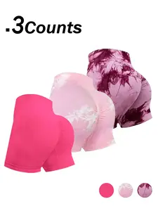 Three-piece women's tight shorts are highly elastic, quick-drying and close-fitting. They are breathable, sweat-absorbent and extremely comfortable. They are anti-wear, durable and won't deform. They can be worn for mountain climbing, running and cycling.