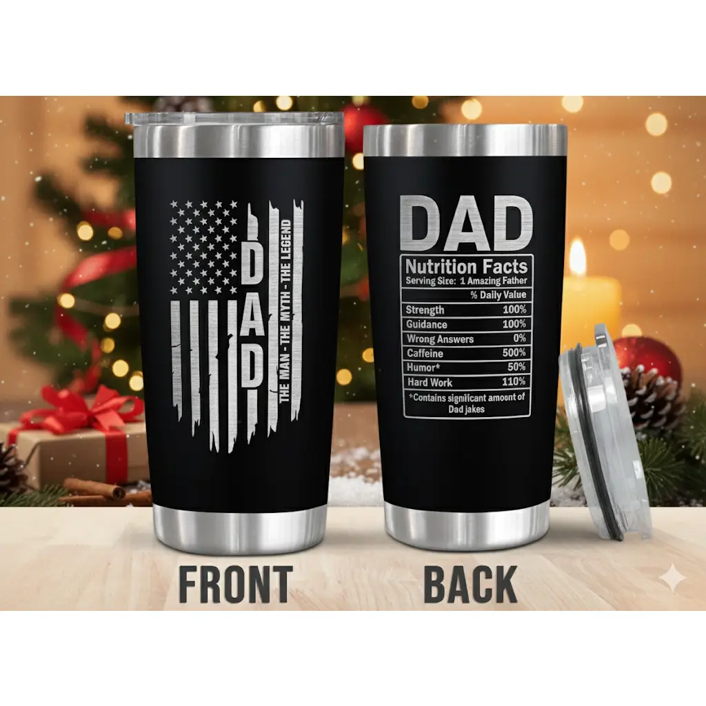 Best Dad Ever 20oz Stainless Steel Insulated Tumbler | Thoughtful Birthday Gift, Xmas Gift, Christmas Gift for Dad, Bonus Dad, New Dad, Husband Gifts