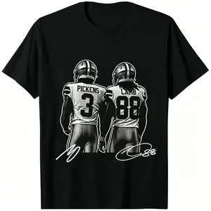 🏈🔥[TikTok Trending Shirt][Football Fan Tee]George Pickens Ceedee Lamb Graphic T-Shirt – Vintage Dallas Football 90s Tee, Cowboy Autograph Shirt, Unisex Men Women Streetwear, Gift for Fans
