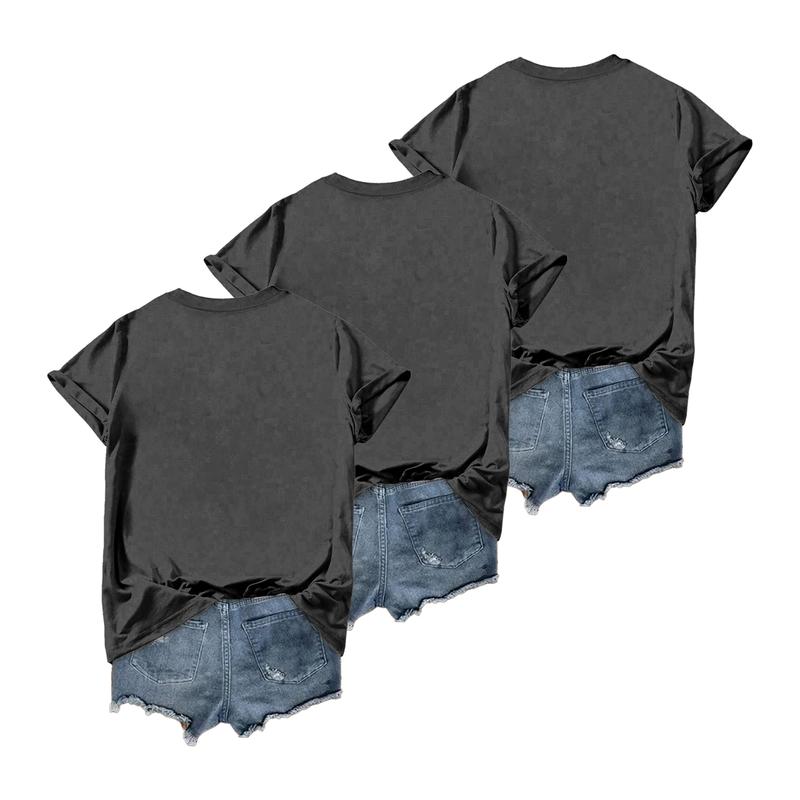 3pac Women's Solid Round Neck Tee Casual Short Sleeve T-shirt for Summer Ladies Basic Clothes for Daily Wear Crewneck Streetwear Top 100% Cotton Eco-friendly Unisex Fashionable