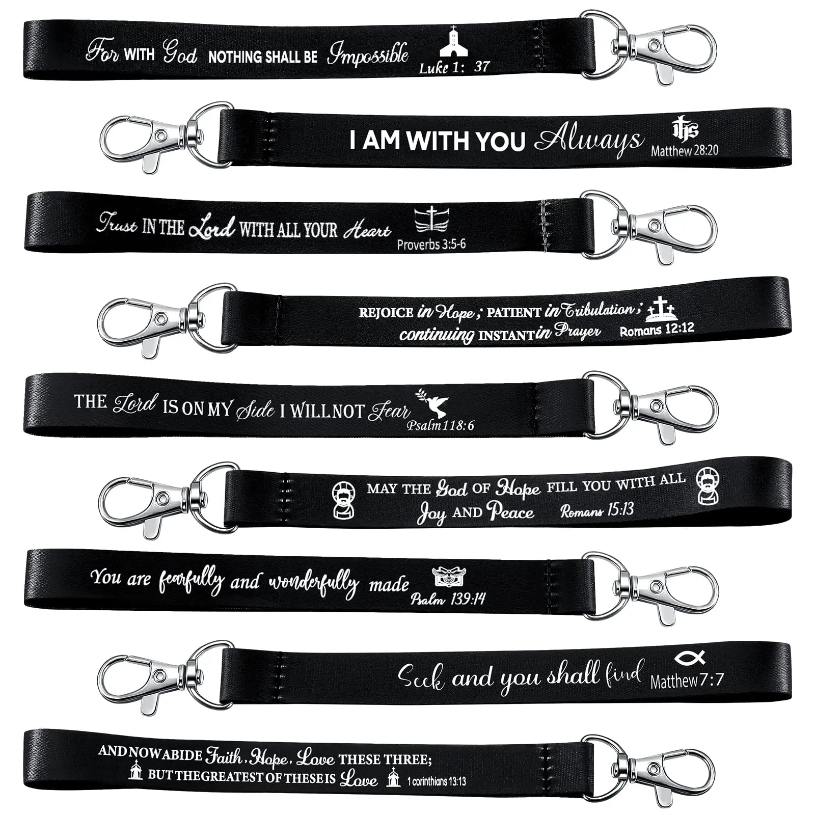 45Pcs Bible Verse Keychains Wristlet Christian Trendy Keychains for Student Back to School Gift Classroom Prize Sunday School Baptism Gift Inspirational Gifts for Men Women Bags Backpacks Cars Keys Religious Party Favors Sunday School Baptism Gift