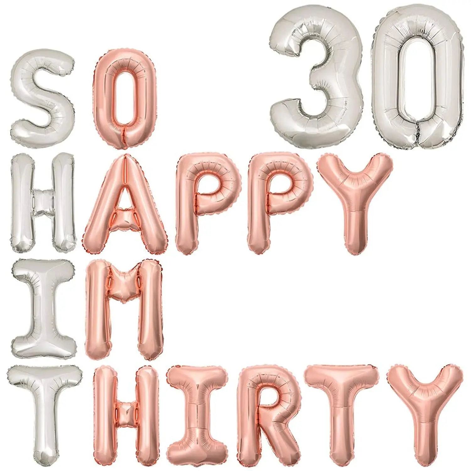 30Th Birthday Balloons Funny 30Th Birthday Decorations For Her-So Happy Im Thirty Balloon BannerDirty 30 Birthday Party Supplies (Rose Gold)