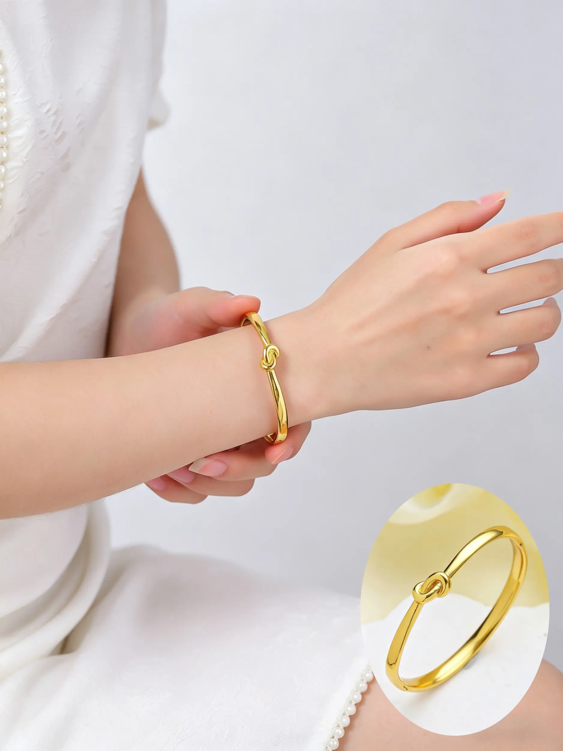 18k Love Knot Cuff Bangle, Stainless Steel Adjustable Bracelet, Vintage Minimalist Jewelry for Women, Perfect Gift for All Occasions