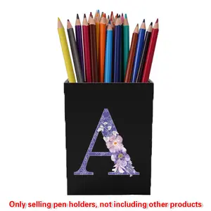 Acrylic Pencil Holder, Marker Pen Holder, Makeup Brush Organizer, Desktop Storage Container, Cosmetic Case, Office & School Supplies, Floral Design, Stationary Organizer Holder