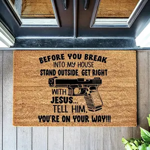 Get Right With Jesus Doormat, Welcome Mat  Funny Welcome Door Mat,  Area Mat Doormat for Entryway Living Dining Room Bedroom Kitchen Porch Yard