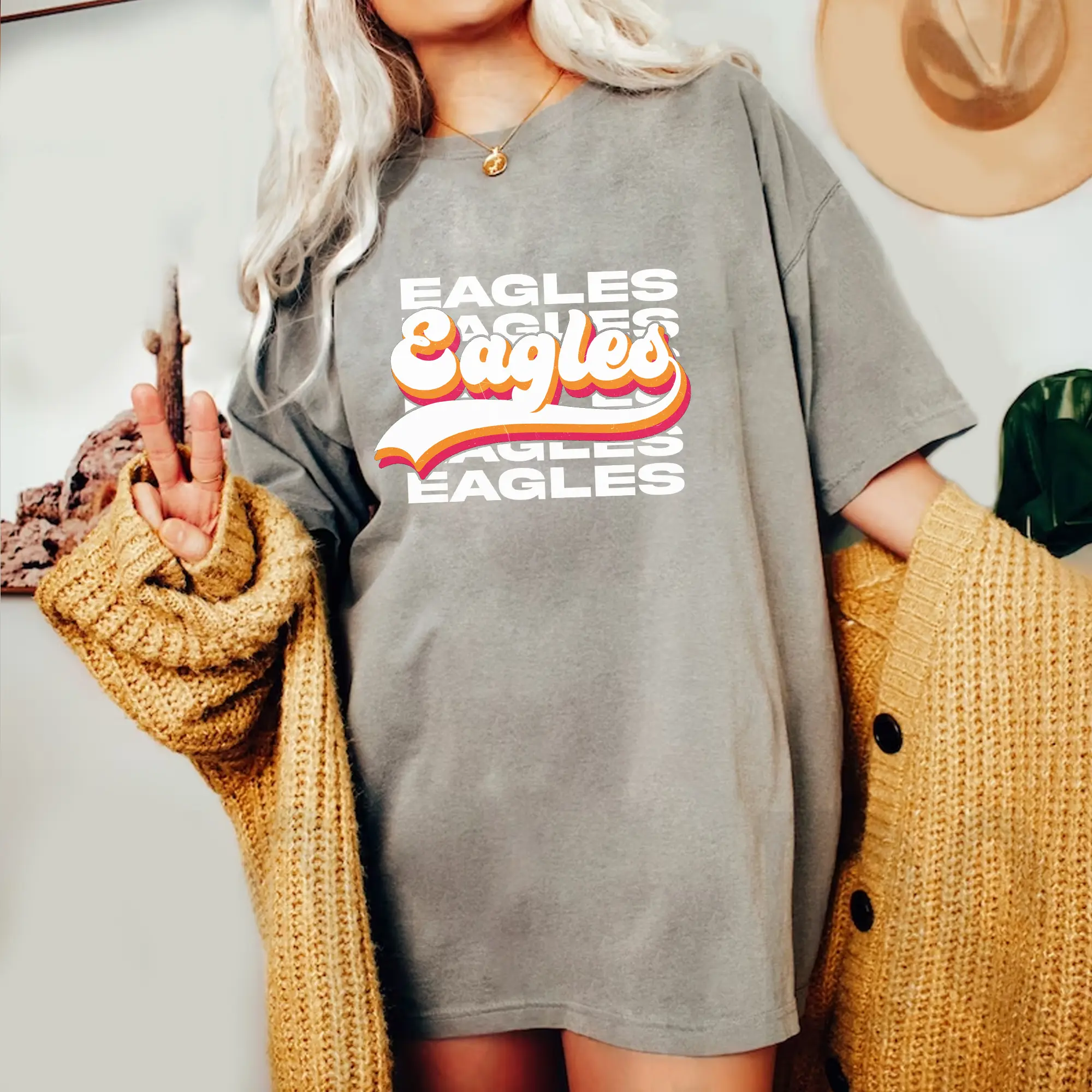 Comfort Colors Eagles Team Shirt, Eagles Football Shirt, Eagles Fan Shirt, Eagle Mascot Shirt, Simple T-Shirt