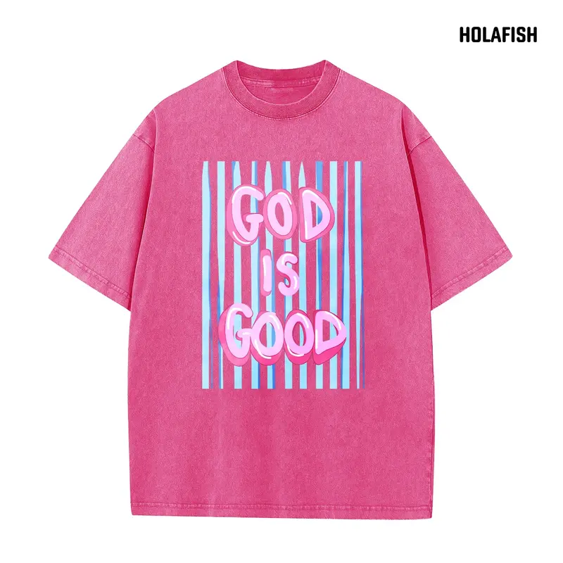 Holafish Women's Vintage Acid Washed Soft Cotton Oversized Round Neck Short-Sleeve Tee - Fabric-Focused Trendy T-Shirt for Women, Outfit Ideas-Friendly Unisex Layer-Ready Harajuku Streetwear Top