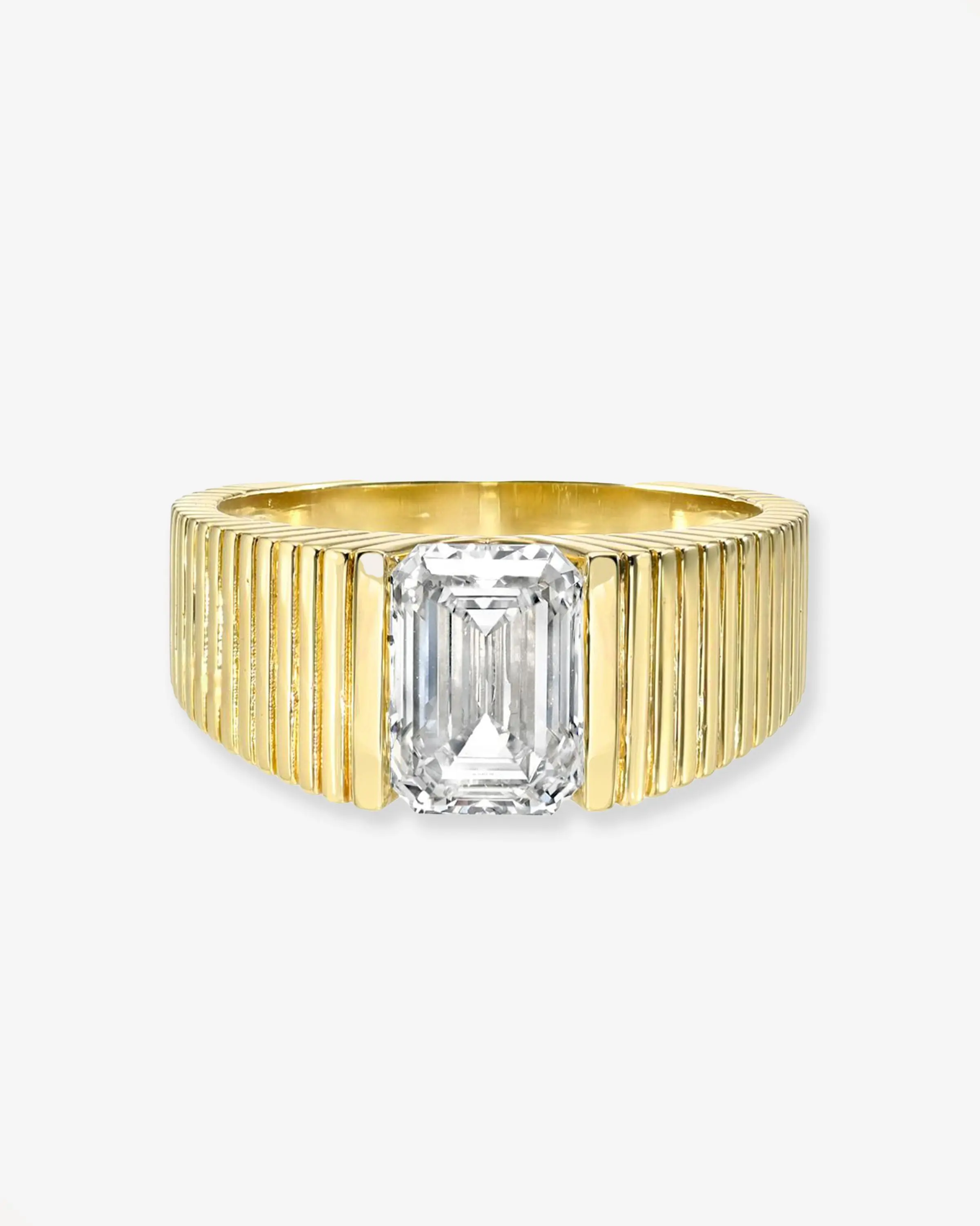 Lab Diamond Emerald Graduated Bar Ring
