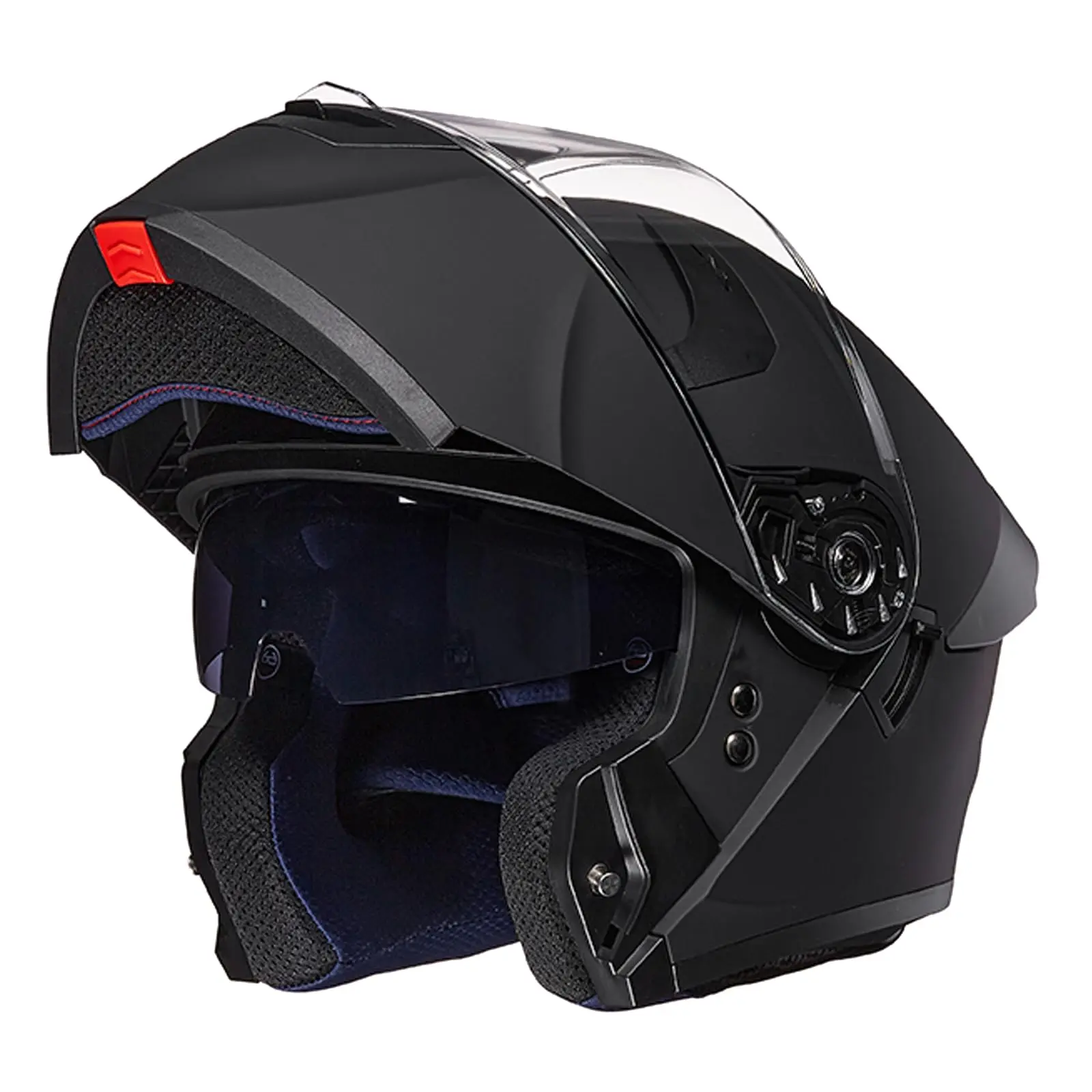 Adult Dual Visor Flip Up Modular Full Face Dot Model Ws206(matte Black Medium)