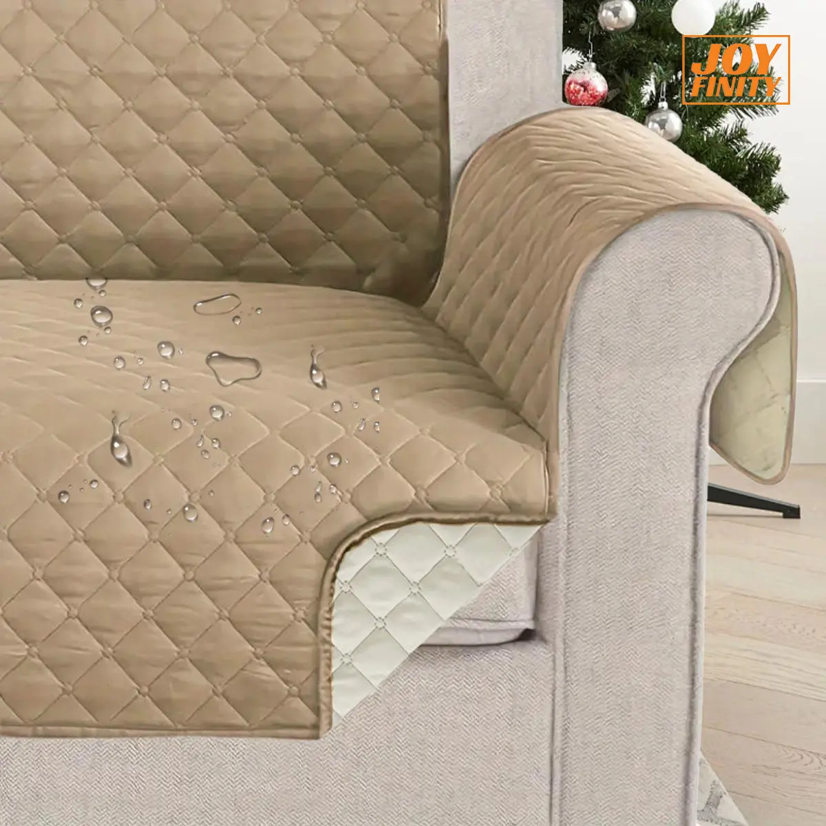 Joyfinity Quilted Chair Sofa Cover Waterproof Chair Covers for Armchair, Oversized Sofa Cover Waterproof Couch Covers,Soft Washable Slipcover with Pockets & Non-Slip Elastic Straps, Thick Furniture Protector