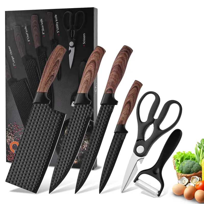 6-Piece Stainless Steel Nonstick Knives Kitchen Set, Complete Household Kitchen Utensil Set for Home Use