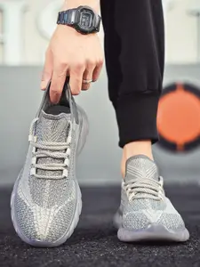 2-Color Flyknit Breathable Shock-Absorbing Casual Shoes, Lightweight Breathable Footwear (Regular Sizing) - Flyknit Upper + Transparent Soft Elastic Sole + Comfort-Fit Design, For Daily Commute & Casual Outfits, Lightweight & Breathable