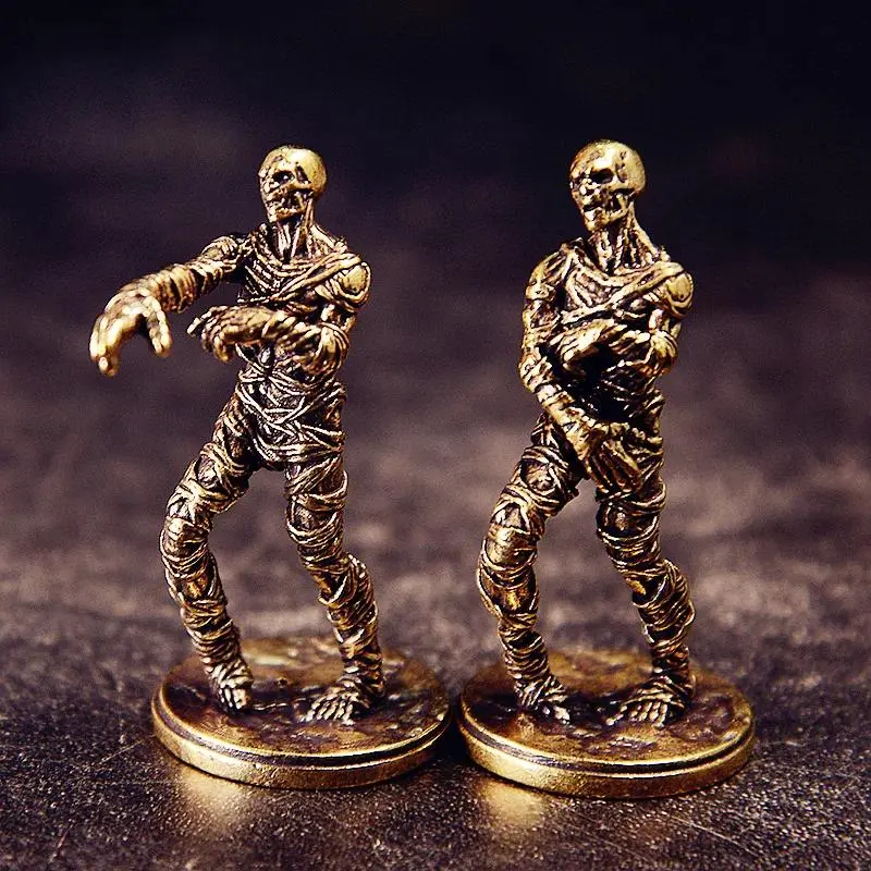 Brass Made Zombie Statue Corpse Shape Figurine Vintage Golden Metal Walking Dead Miniature Display with Base Home Decor Ornament