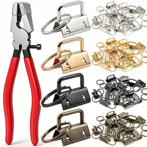 40 Sets Key Fob Hardware with Key Fob Plier Glass Running Pliers for Wristlet Key Fobs/Key Lanyard/Key Chain Hardware Install K-082-40