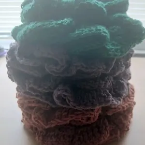 Handmade Crochet Scruchies - Colorful Stack of  Hair Accessories for Stylish Use