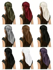 Women's Solid Color Satin Scarf Head Wrap, Fashionable Soft Scarf for Daily Wear, Casual Versatile Scarf for Women & Girls