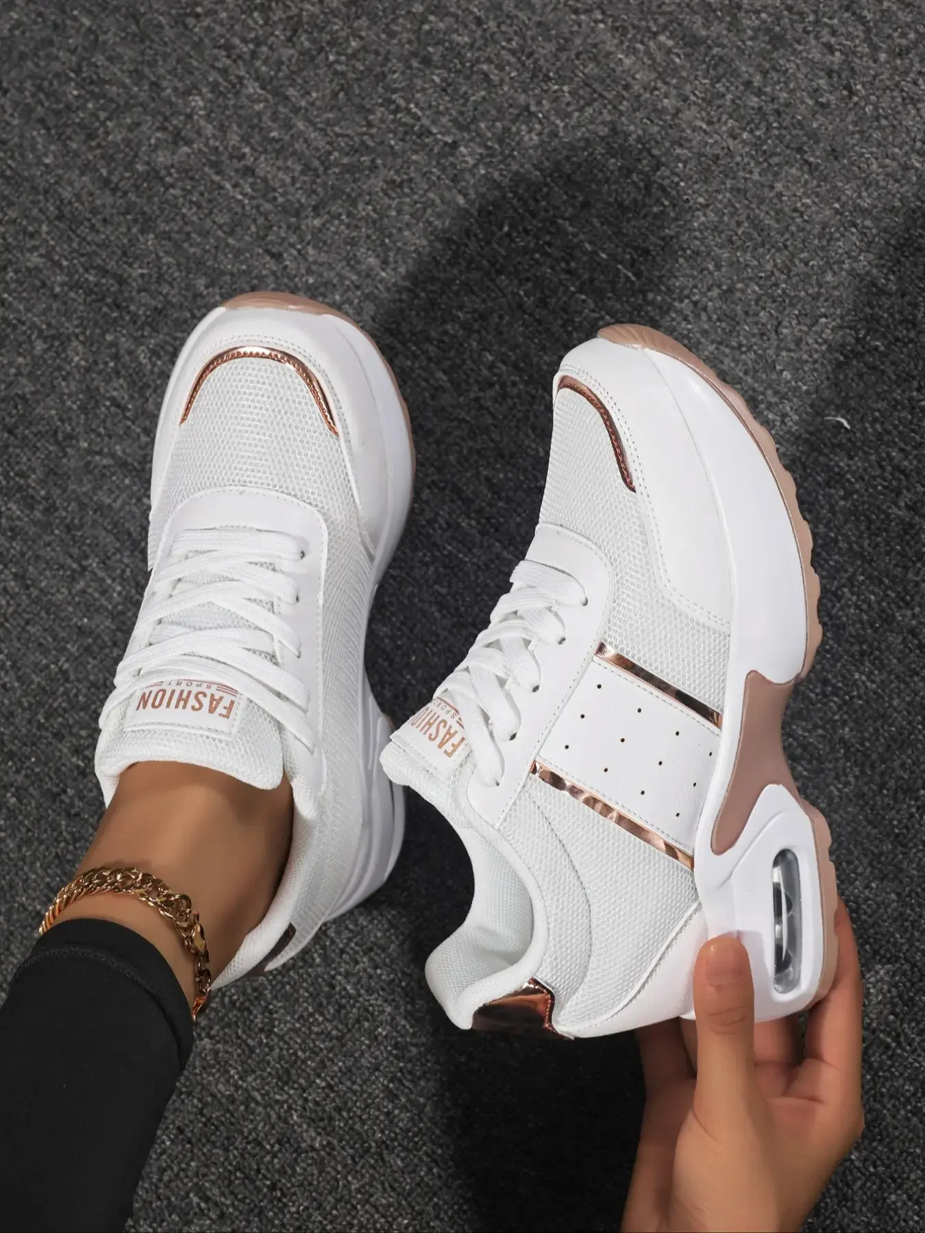 Women's Leather-EVA Memory Foam Casual Trainers, Fashion Walking Sneakers with Lightweight Shock Absorption, Comfortable Design, Ideal Gift for Her, Perfect for Daily Wear