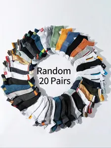 20 Pairs Simple Colorblock Striped Short Socks, Multicolor Fashion Style, Perfect for Teenagers Daily Casual Wear, Comfortable and Stylish