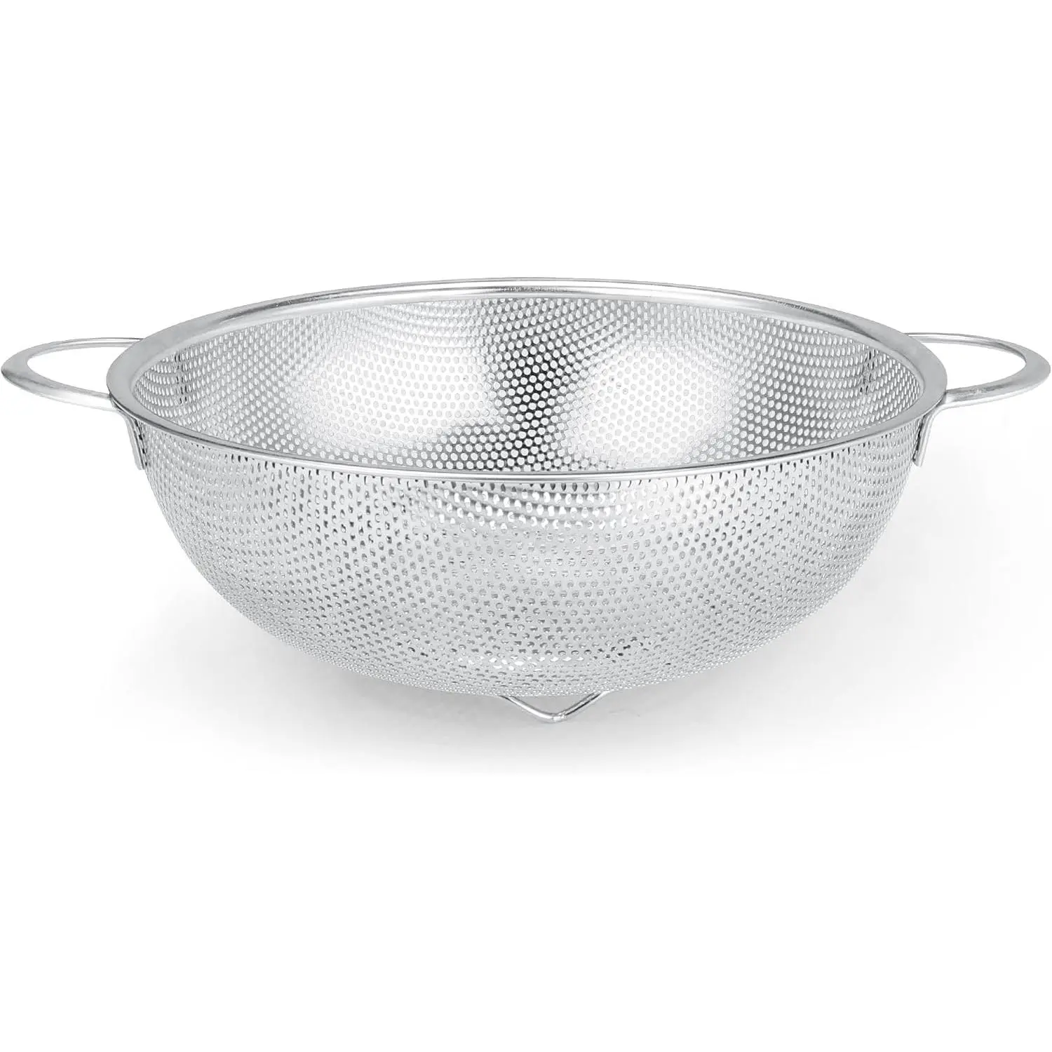 3 Qt Stainless Steel Colander with Base - Kitchen Mesh Colander with Mesh Holes for Washing Food, Drainage, Straining Pasta - Durable Metal Kitchen Utensil
