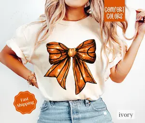 Basketball Bow Shirt Comfort Colors, Womens Basketball Tee, Womenswear Oversized Crewneck