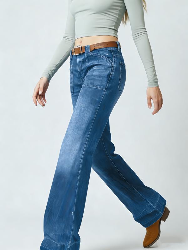 Women's Loose Straight Leg Denim Jeans, Comfortable Casual Style, Perfect for Daily Wear and Outdoor Activities, T-chic