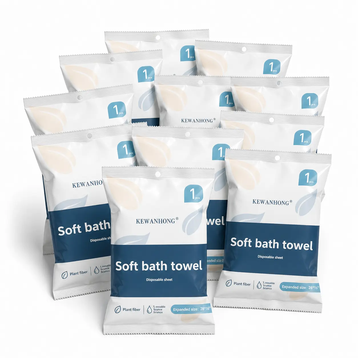 10-Pack Unisex Woven Pattern Extra Large Disposable Bath Towels (27.5x55 in), Individually Wrapped On-the-Go Portable Accessory for Travel, Camping, Household Storage (Home & Bathroom Supplies)