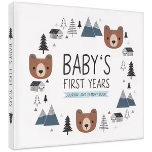 Keepsake Baby Memory Book for Baby Boy or Girl – Timeless Woodland Baby Journal Scrapbook Photo Album for First 5 Years