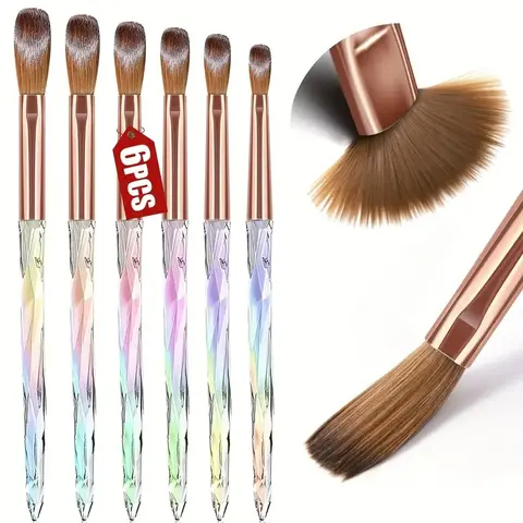Professional Acrylic Nail Brush Set for Beginners, 6-Piece Easy Expand Carving Tools, High-Quality Powder Smoothness, Multi-Functional Manicure Kit, Nail Art Brush, Nails Supplies Equipment, Nail Art Design