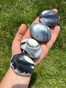 Orca Agate Palm Stone - Ocean Agate Palm Stone - Orca Agate Crystal Worry Stone