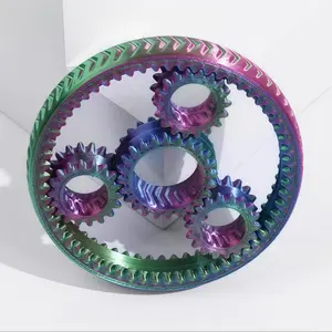 3D Printed Planet Gear, Rainbow Color Mechanical Aesthetics, Precision Fit Infinite Loop, Creative Gift for Students and Friends, Decorative Sculptures