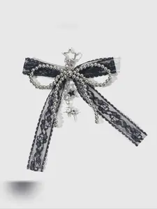 Versatile Bow Pearl Lace Ribbon Star Keychain Bag Charm, Korean Fashion Accessory, Perfect for Bags, Keys, Gifts