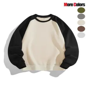 Unisex men’s colorblock raglan-sleeve sweatshirt, casual long-sleeve crewneck pullover for daily wear, unisex top for all seasons, menswear hoodie