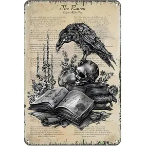 Aluminum Gothic Skull Sign Witchy Aesthetic Wall Decor for Bathroom Home Emo Aluminum Poster