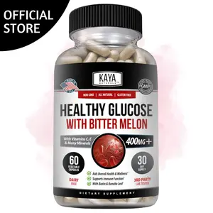 Kaya Naturals Healthy Glucose with Bitter Melon – Alpha Lipoic Acid, Cinnamon, Vitamin C & E  – Natural Daily Wellness Supplement – 60 Capsules