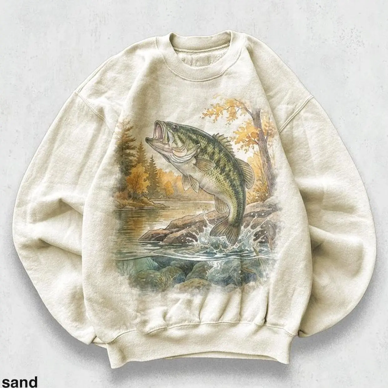 Classic Largemouth Bass Sweatshirt, Vintage 90s Lakeside Fishing Crewneck, Freshwater Angler Style, Perfect Fisherman Gift
