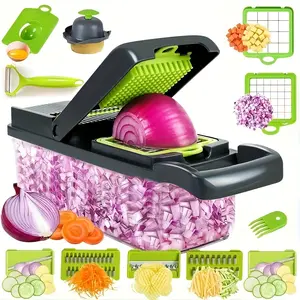 16pcs Vegetable Chopper Ultimate Multifunctional Food Chopper Set Effortless Slicer with Interchangeable Blades BPA-Free Container & Potato Shredder Must-Have Kitchen Gadget for Busy Homes Tableware Sets Stock Up Value Pack TikTokShopBlackFriday Christmas