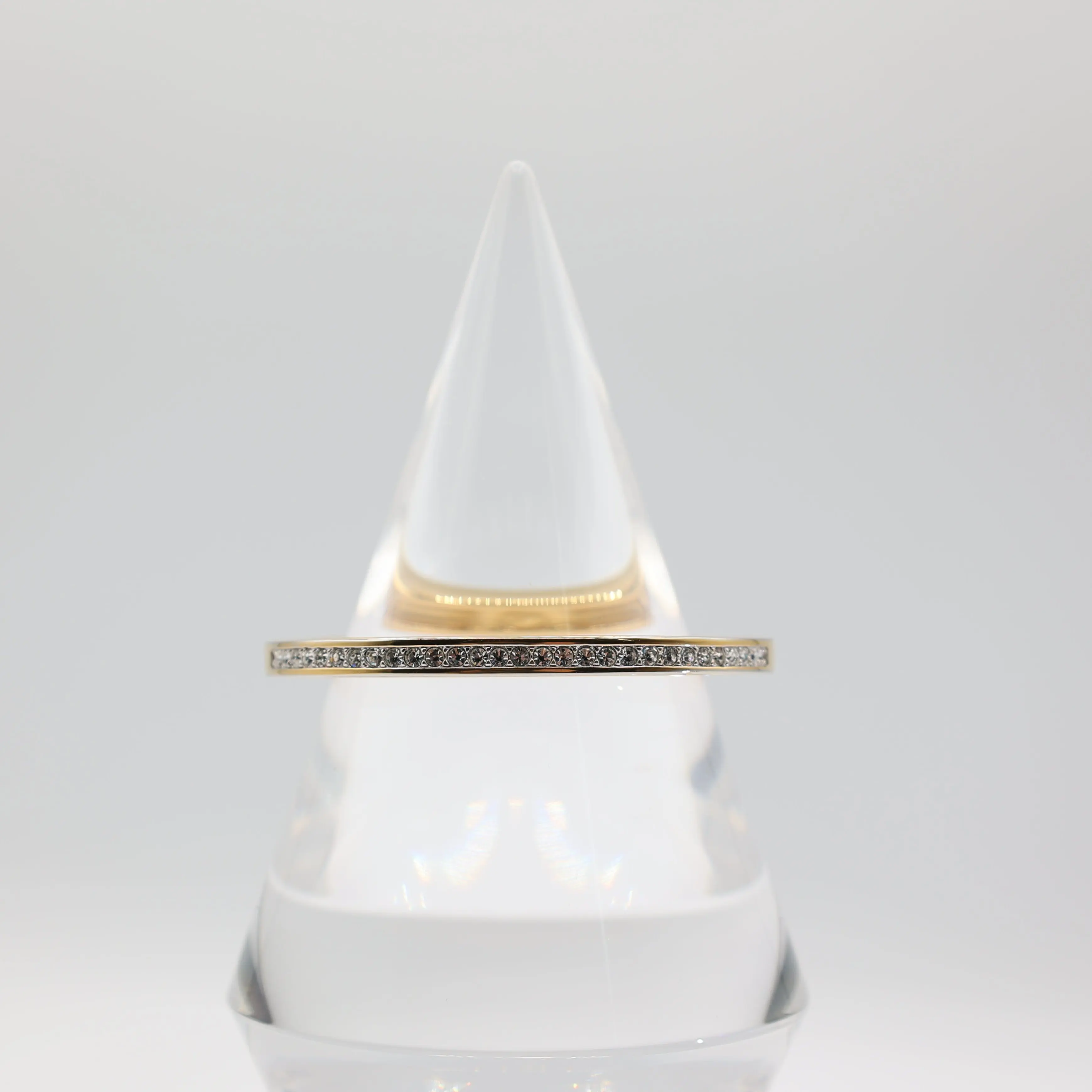 Costume Gold Tone Rhinestone Cuff Bangle Bracelet