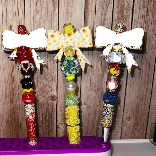 Rhinestone red  Beadable pen with design bow
