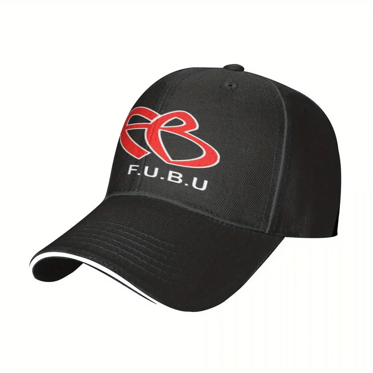 FUBU Unisex Red Polyester Baseball Cap - Adjustable Strap, Casual Style, Front Logo, Ideal for Sports, Outdoor Activities