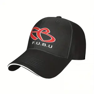FUBU Red Baseball Cap, Polyester Composition, Casual Style, Logo Front, Adjustable Fit, Perfect for Sports & Outdoor Activities, with Sports Headwear for Men & Women