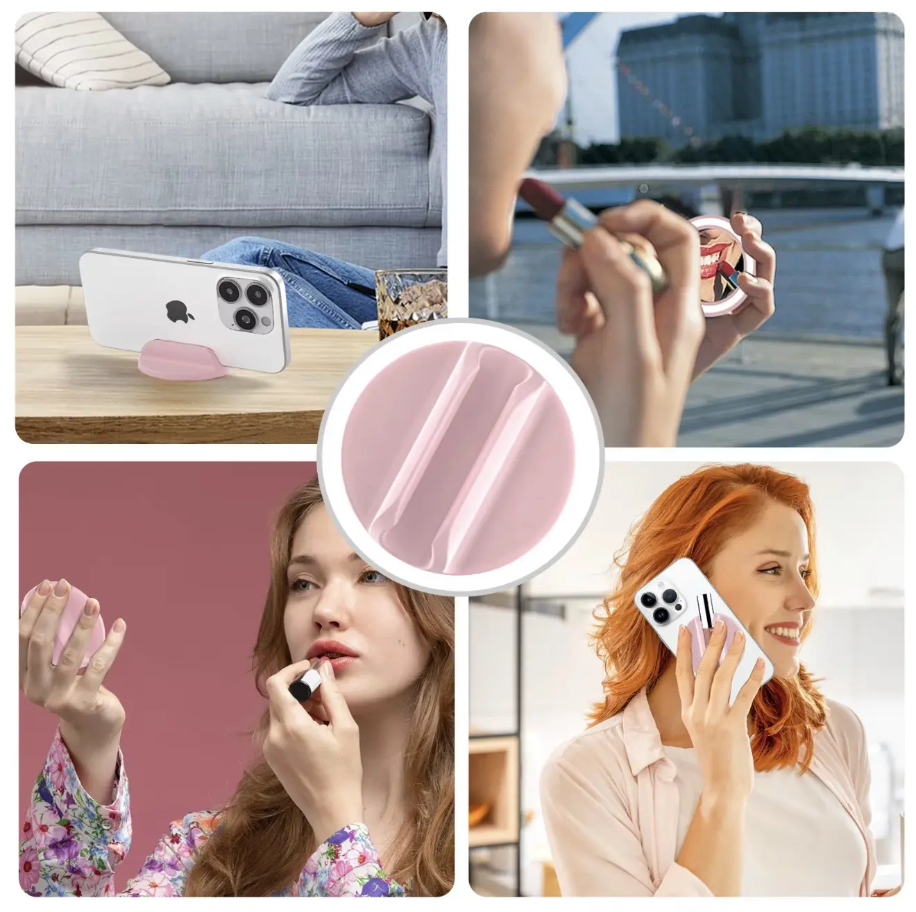 Pink Phone Stand for Makeup Application and Phone Use - Perfect for Hands-Free Beauty and Communication