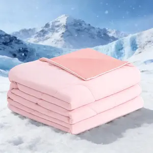 Cooling Comforter Queen Size - Double Sided Cool Blanket for Hot Sleepers and Night Sweats, Q-Max>0.45, Breathable Lightweight Silky Summer Ice Blankets for All Season (Pink, 90" x 90")